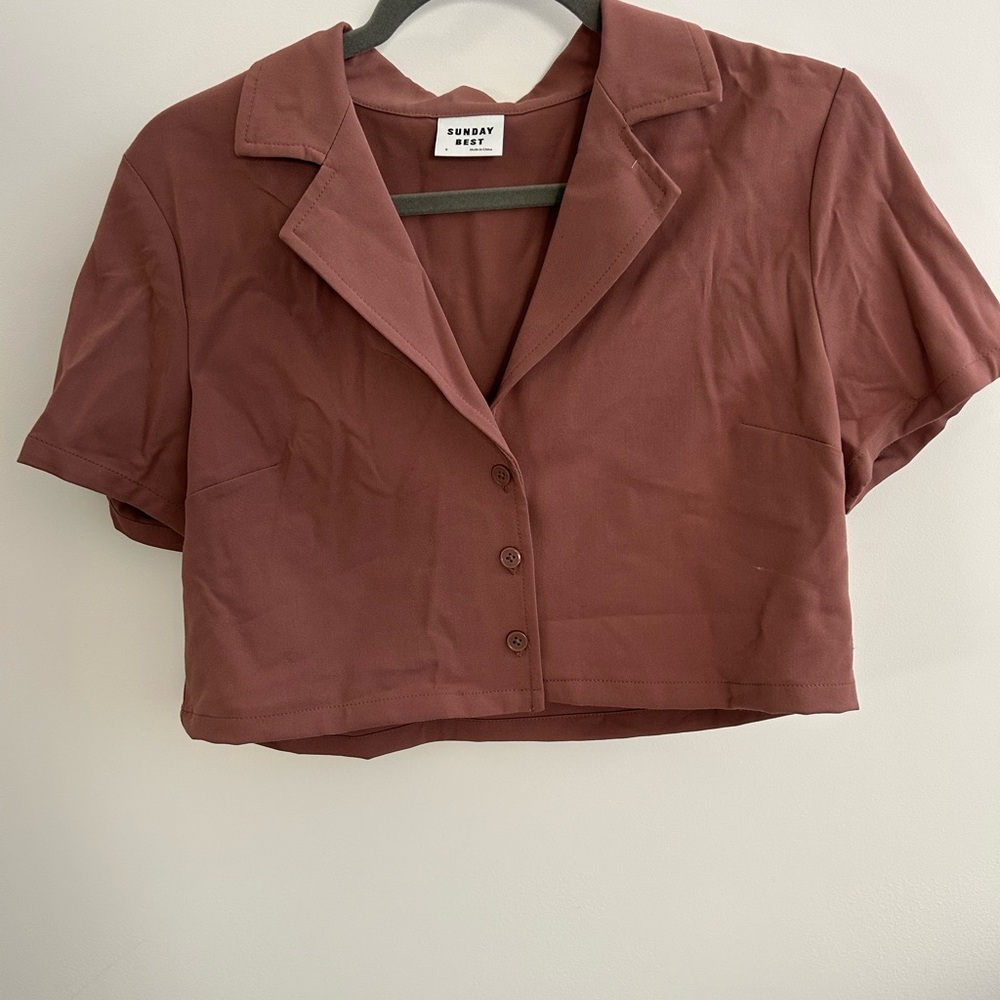 Aritzia Sunday Best Women's Red-Brown Cropped Top S